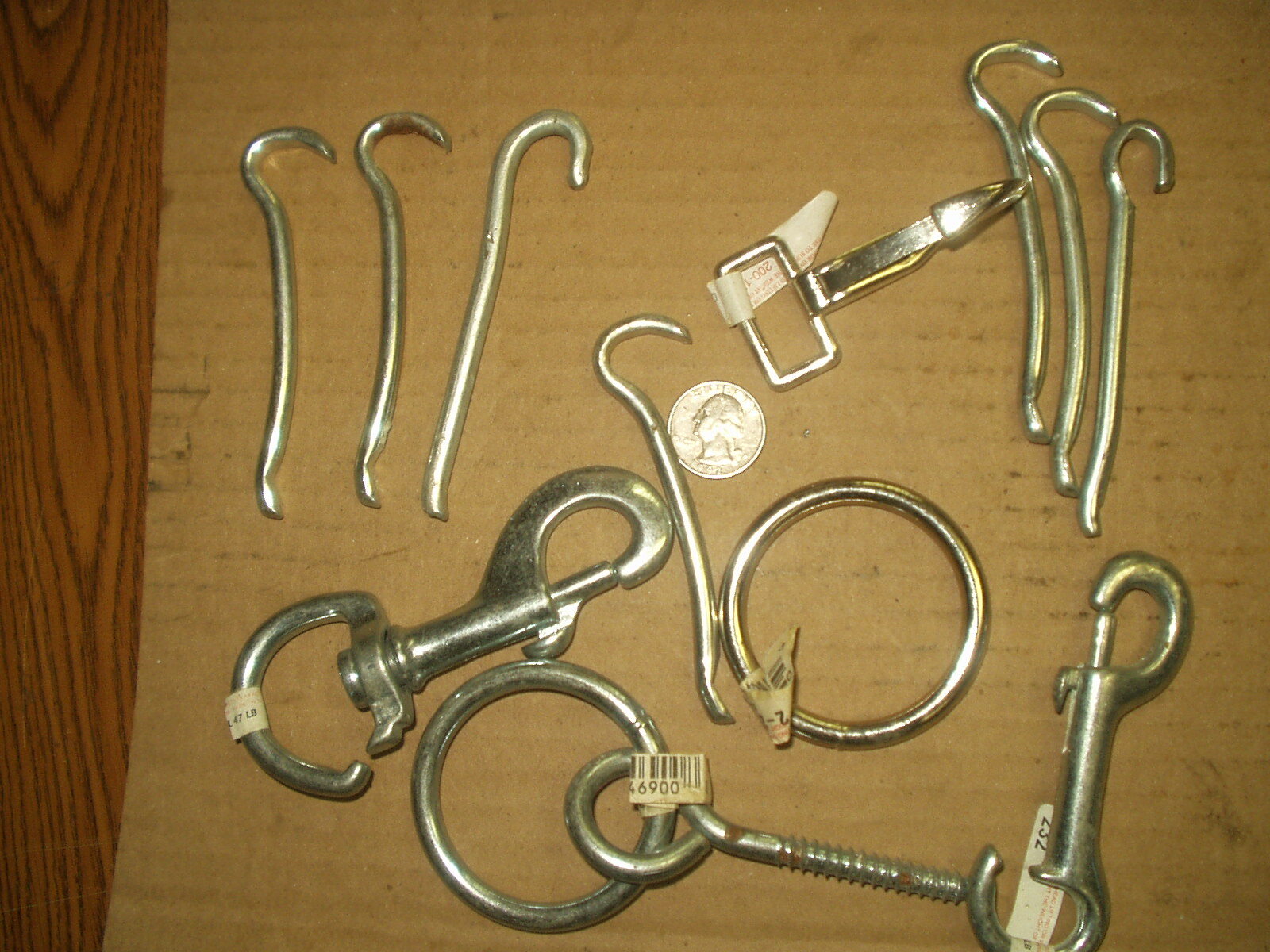 Lot of  12  Horse Tack Hardware, Anchor Rings . Buckle  Parts,Lead Snaps Etc.