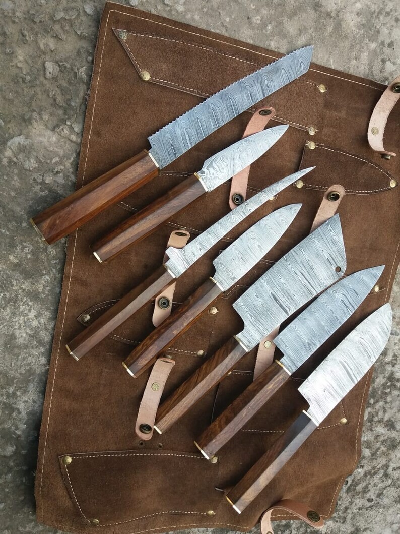 Damacus steel 7 Pcs Japanese Chef knives set Kitchen knife set