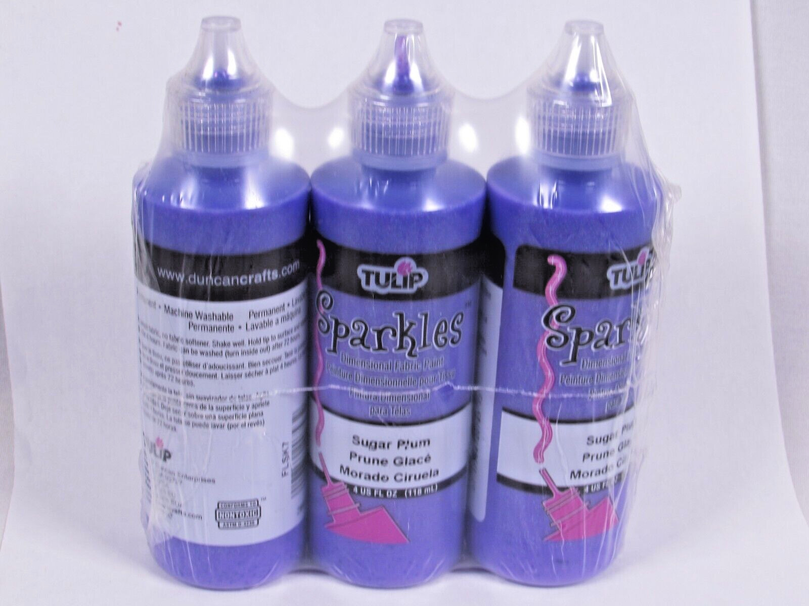 Tulip Dimensional Fabric Paint 4 oz SPARKLES 3 Pack SUGAR PLUM 23934