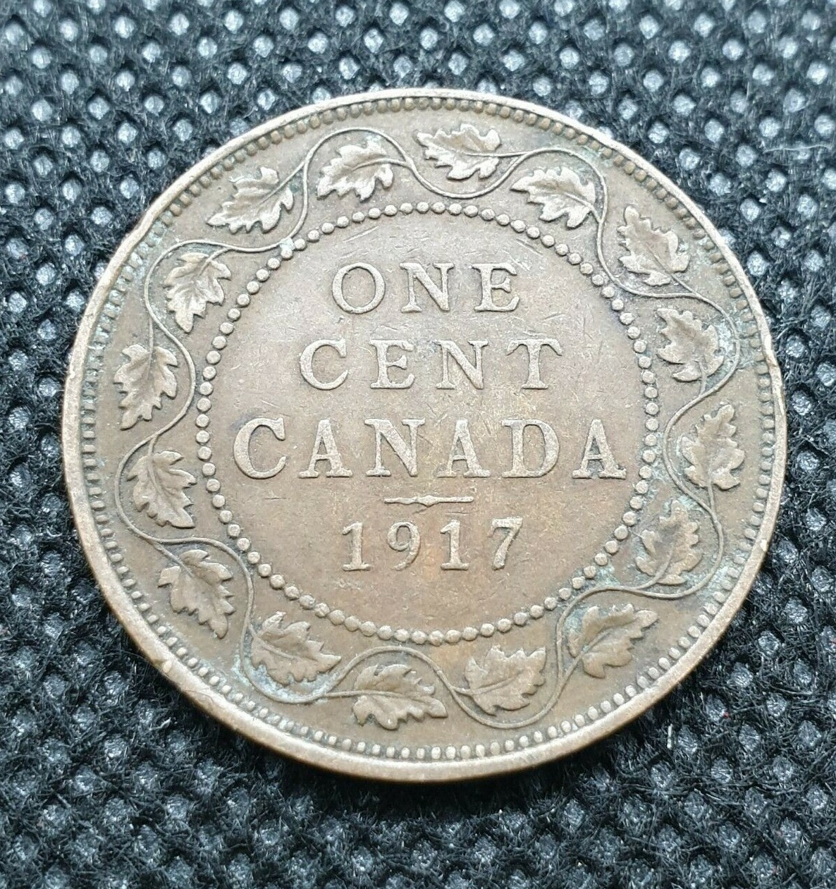 1917 Canada 1 One Cent Coin - KM #21 - Fine  -  #  23184