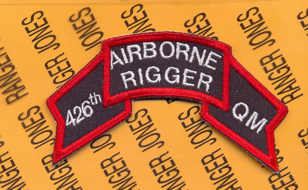 426th QM Quartermaster Support Airborne Rigger 4" scroll patch