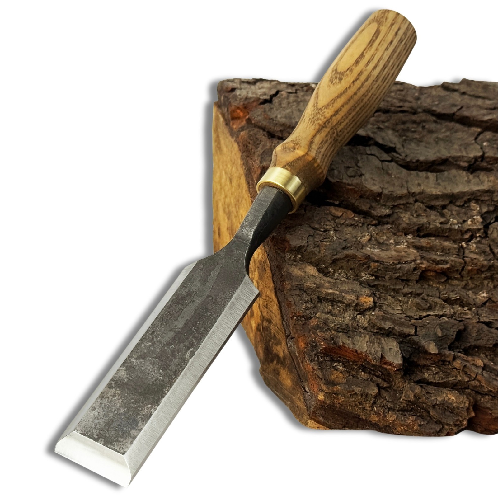 Hand-Forged Carving Chisel – 52100 Steel Blade, Ash Handle, Carpentry Chisel