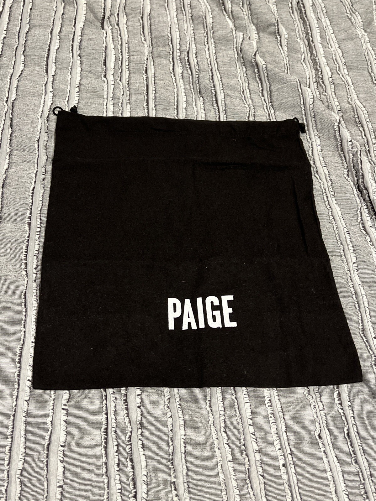 PAIGE Dust Bag Black Drawstring For Shoes Belts Handbags Logo New