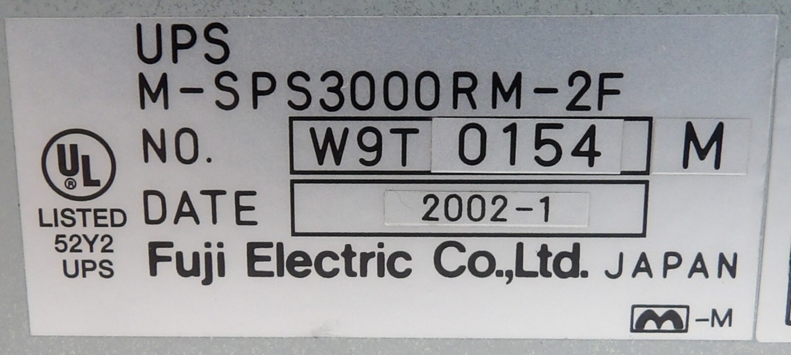 Fuji Electric M-SPS3000RM-2F Uninterruptable Power Supply UPS Working Surplus