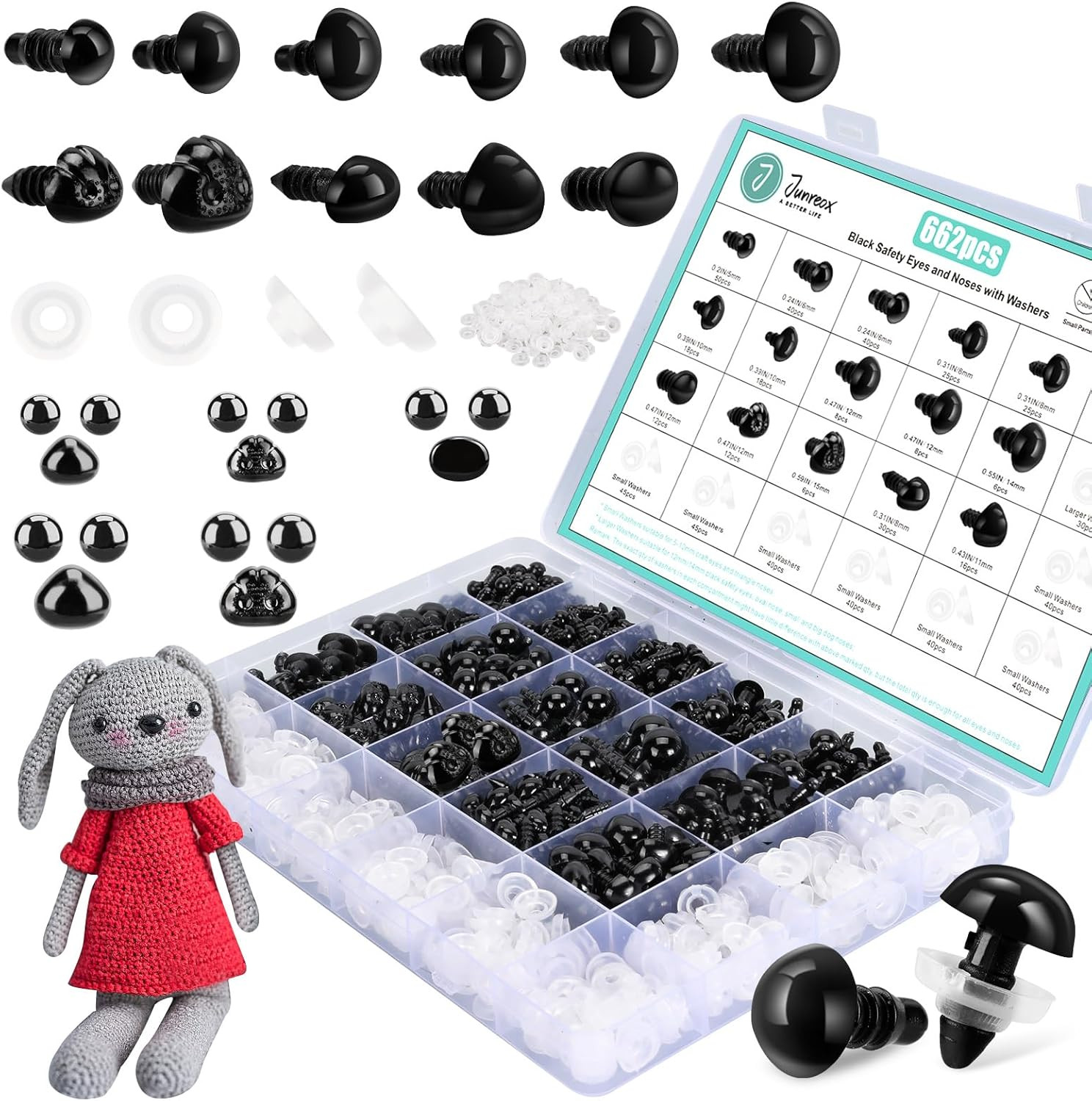 662Pcs Safety Eyes and Noses for Amigurumi, Junreox Preimum Safety Eyes for Croc