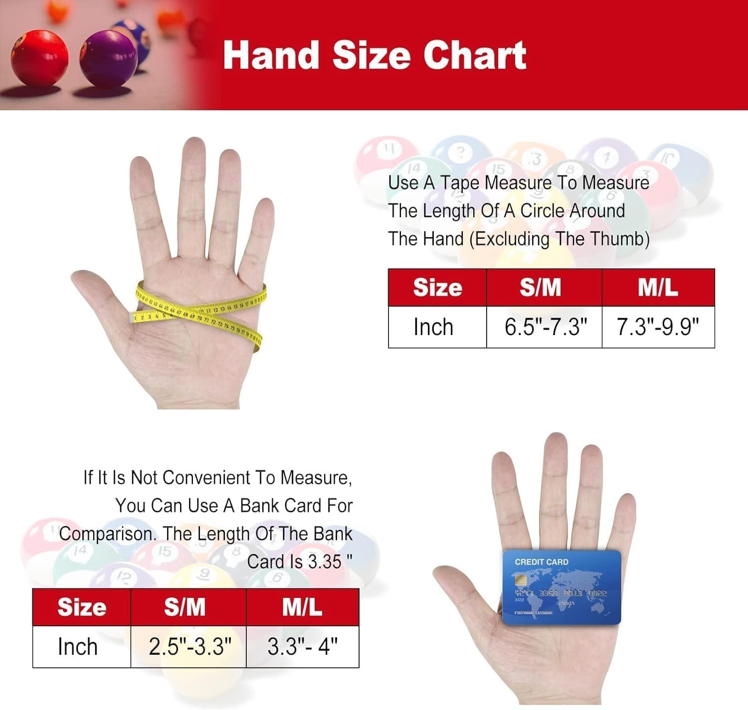 Billiard Pool Gloves for Left Hand 3 Finger, Splicing Process, Snooker Cue Sp...