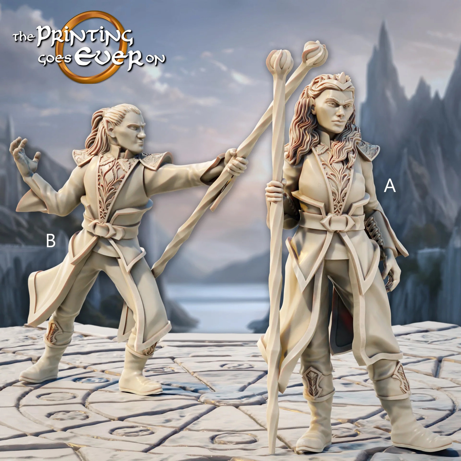 Elven Stormcaller Mages - Resin Tabletop Miniature
