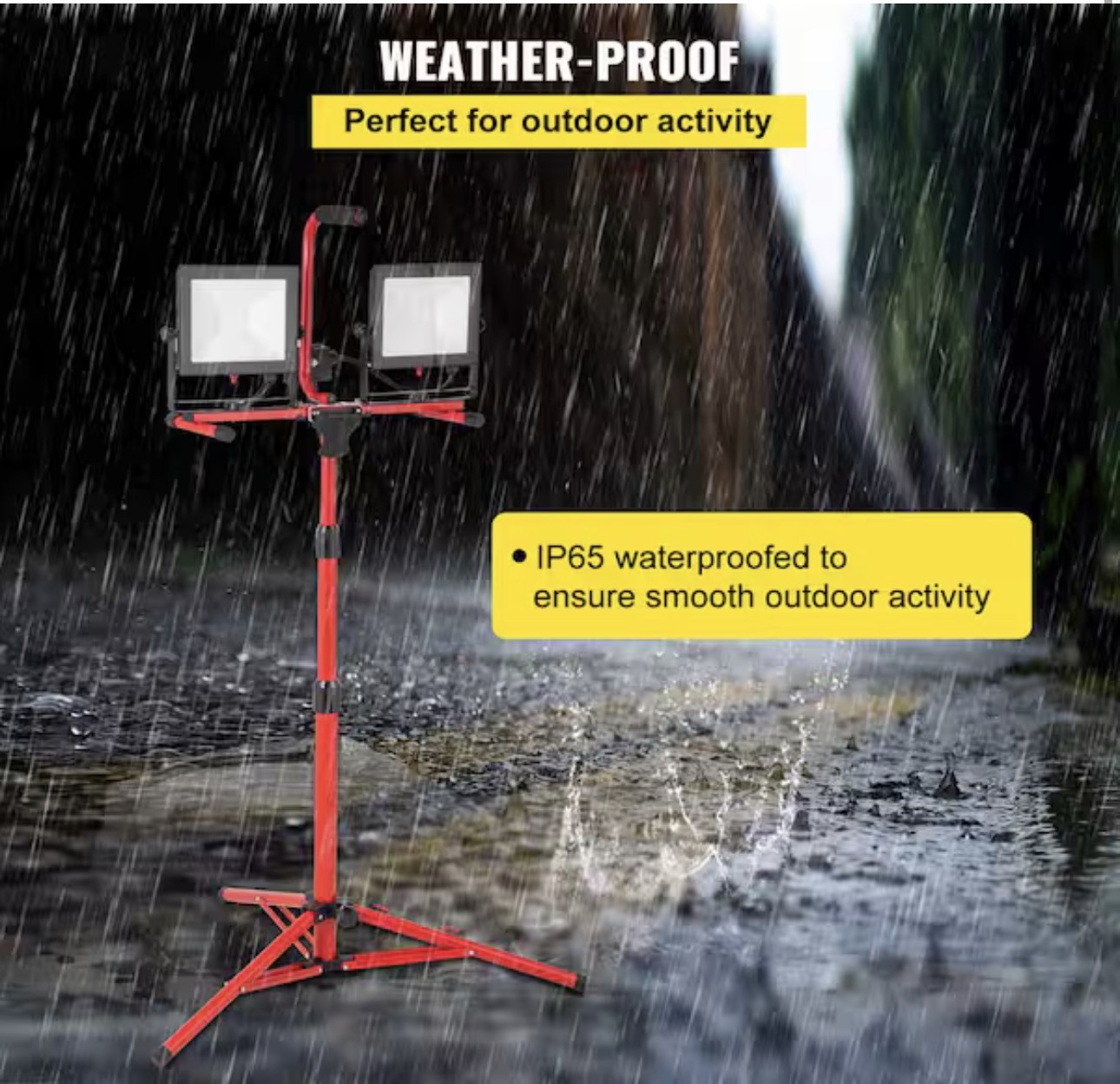 Dual-head Led Work Light 5000 Lumen Led Work Light with Tripod 27.6-68.1"