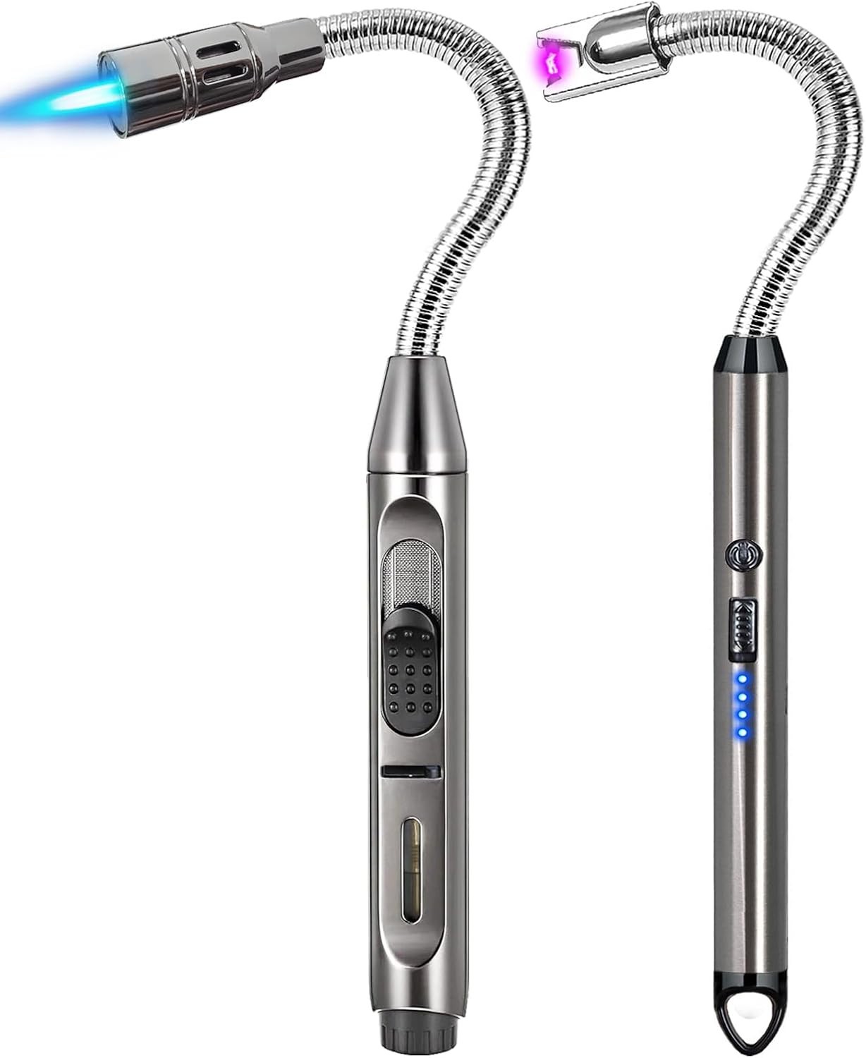 2 pcs Torch Lighter Refillable Butane Long Flexible Neck Multipurpose Black Rech