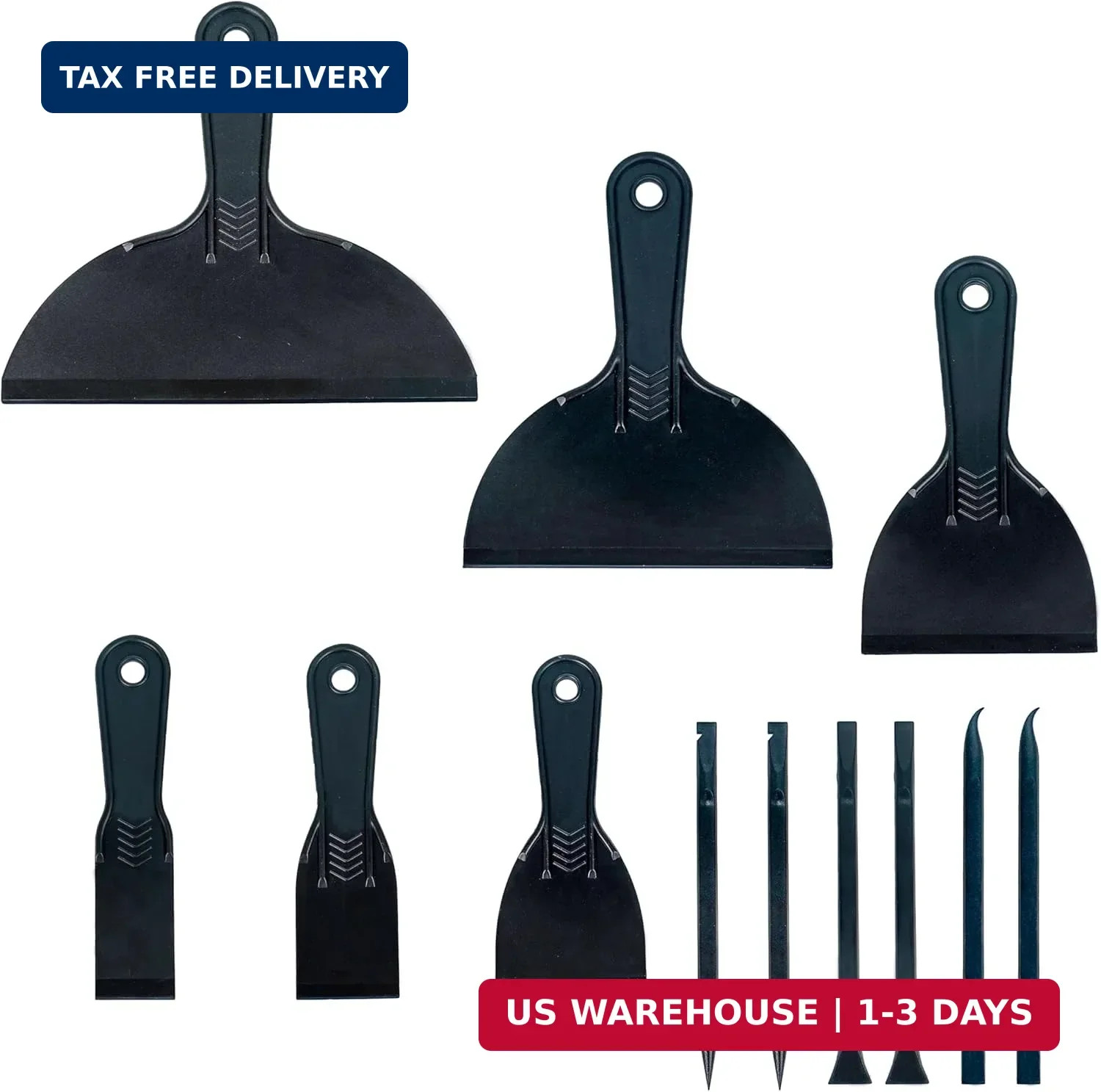 12 PCS Plastic Putty Knife Set with 6 Flexible Filler Knives 6 Scrapers for Spac