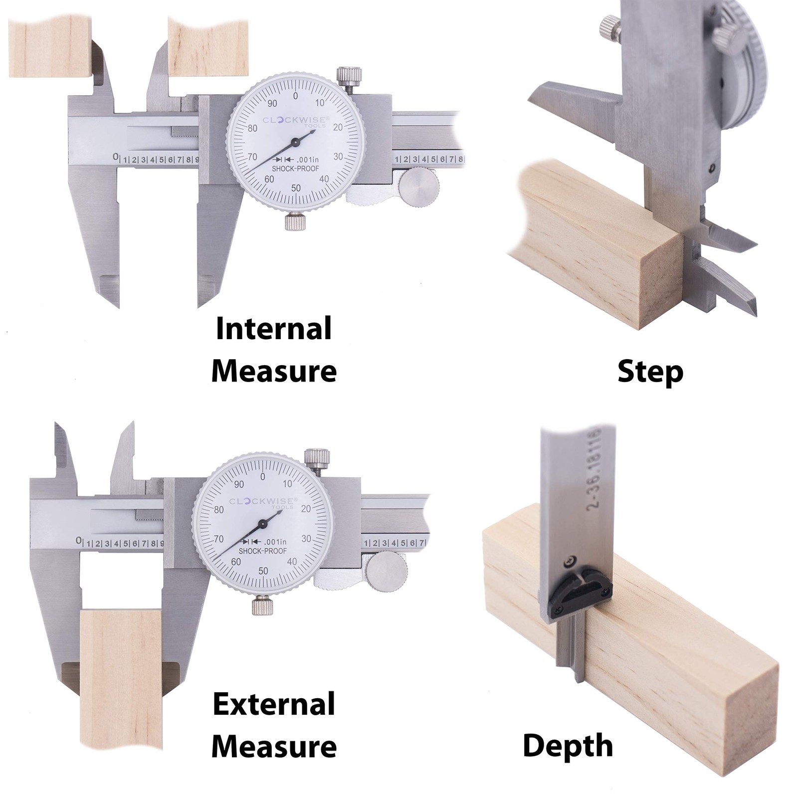 Clockwise Tools DDLR-0605 Pro Dial Caliper 0-6 Inch Double Shock Proof Stainless