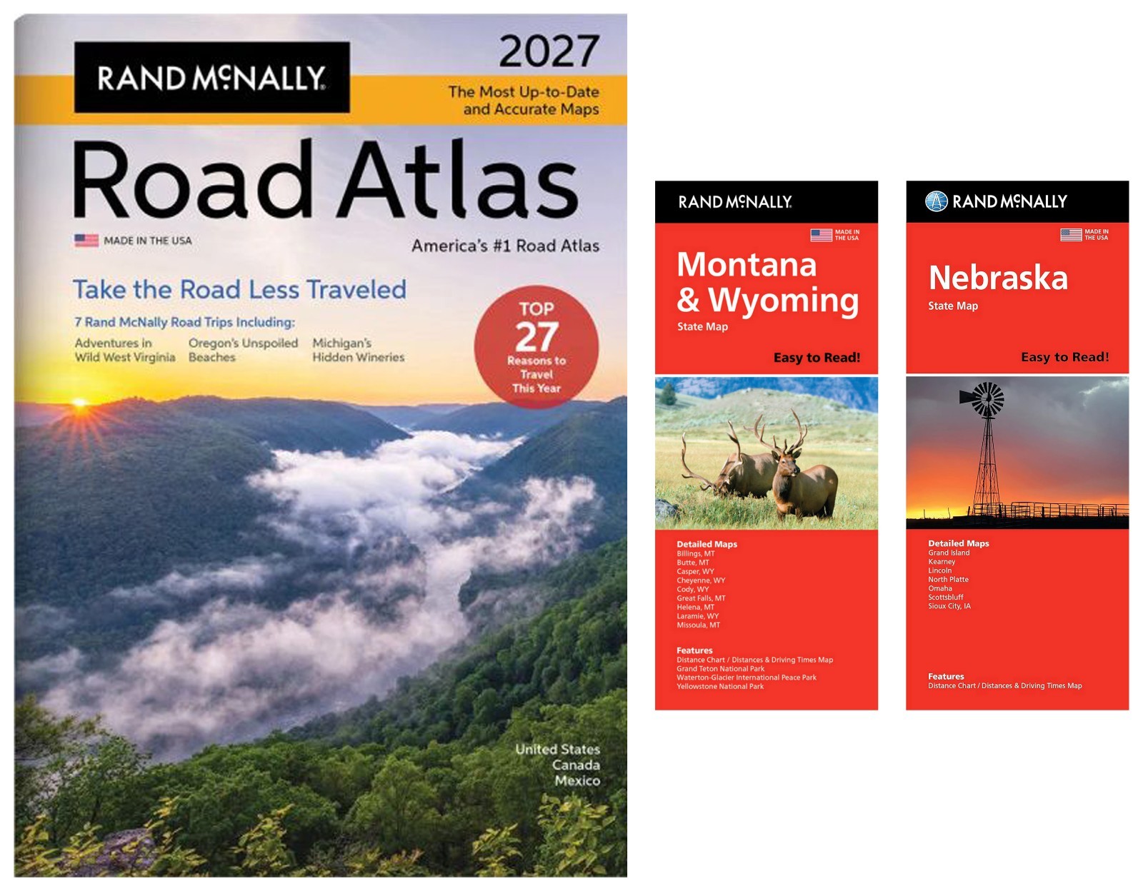 Rand McNally 2027 Road Atlas with Easy-to-Read MT/WY & Nebraska State Maps