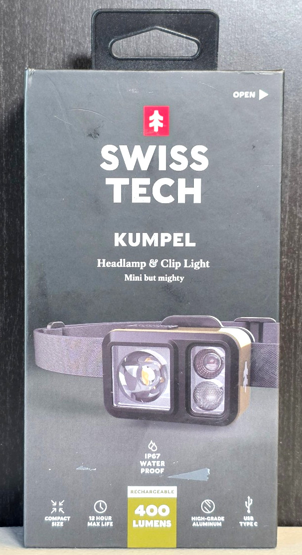 Swiss Tech Kumpel Headlamp & Clip Light -Rechargable, 400 Lumens, IP67, Sealed