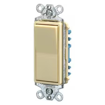 Bryant 9801I Wall Switch, 2 Hp, Rocker, 15 A, Ivory