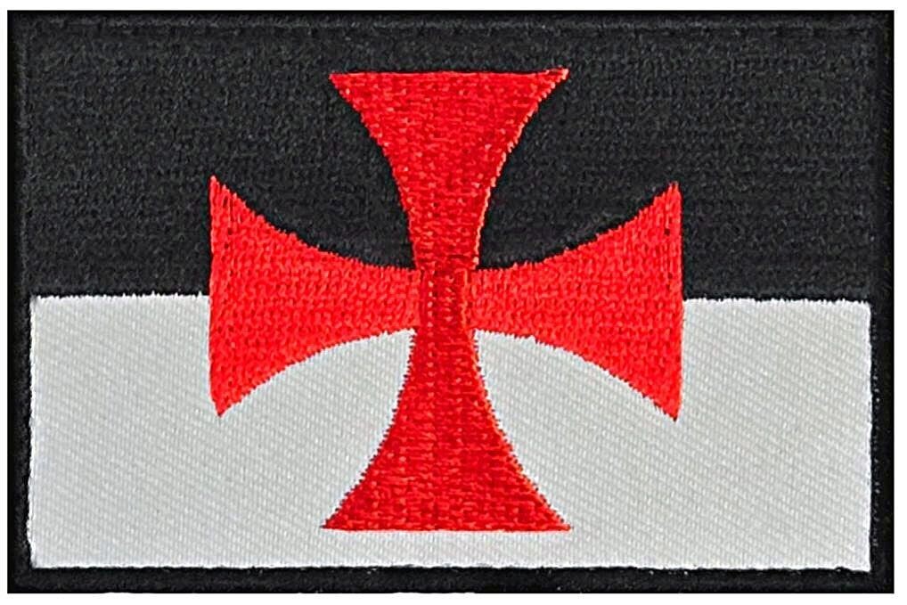 Knights Templar Cross Battle Flag Morale Patch | 2PC HOOK BACKING 3"x2"