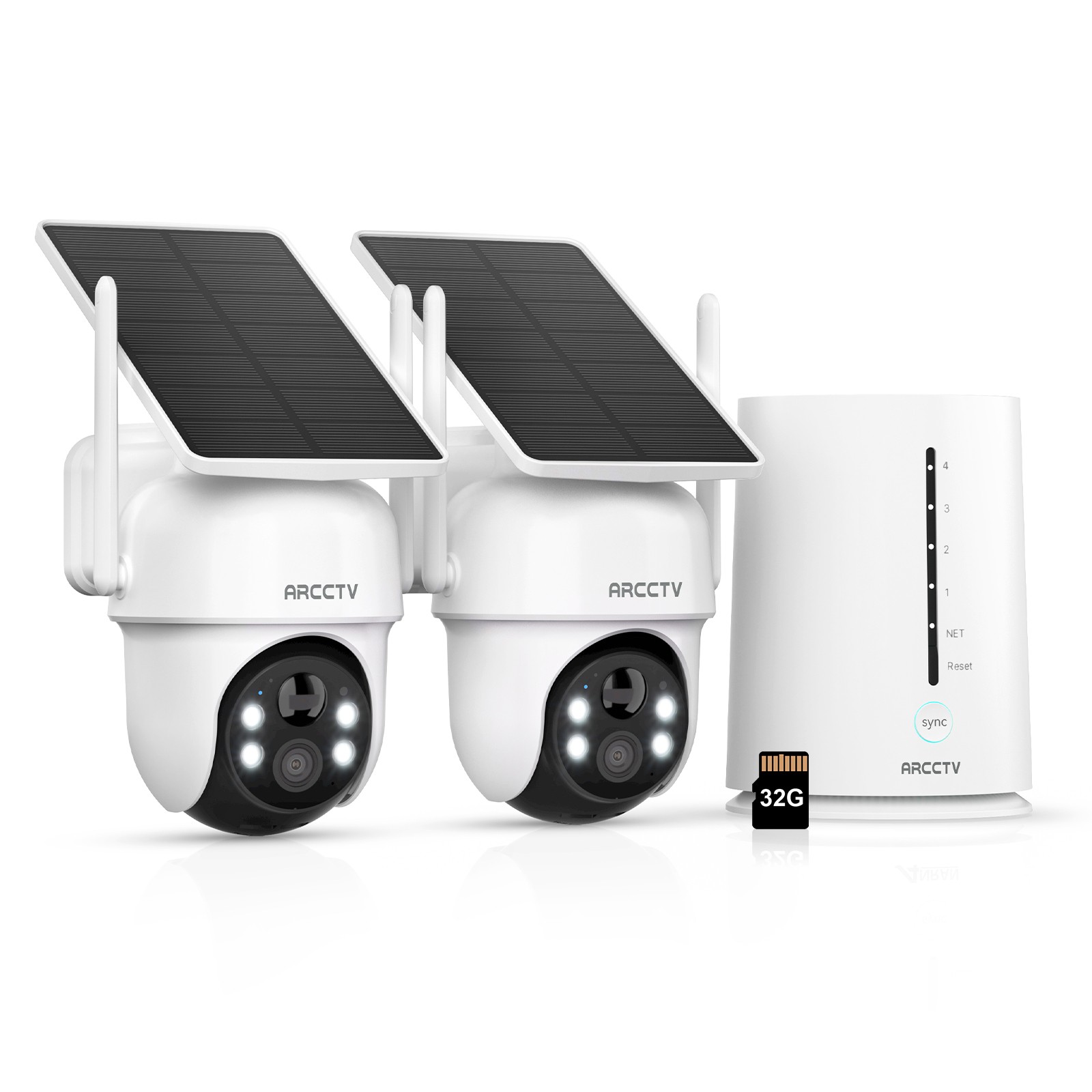 ARCCTV Outdoor Solar Security Camera System 4MP Wireless 5Ghz Wifi Home 2Cam Kit