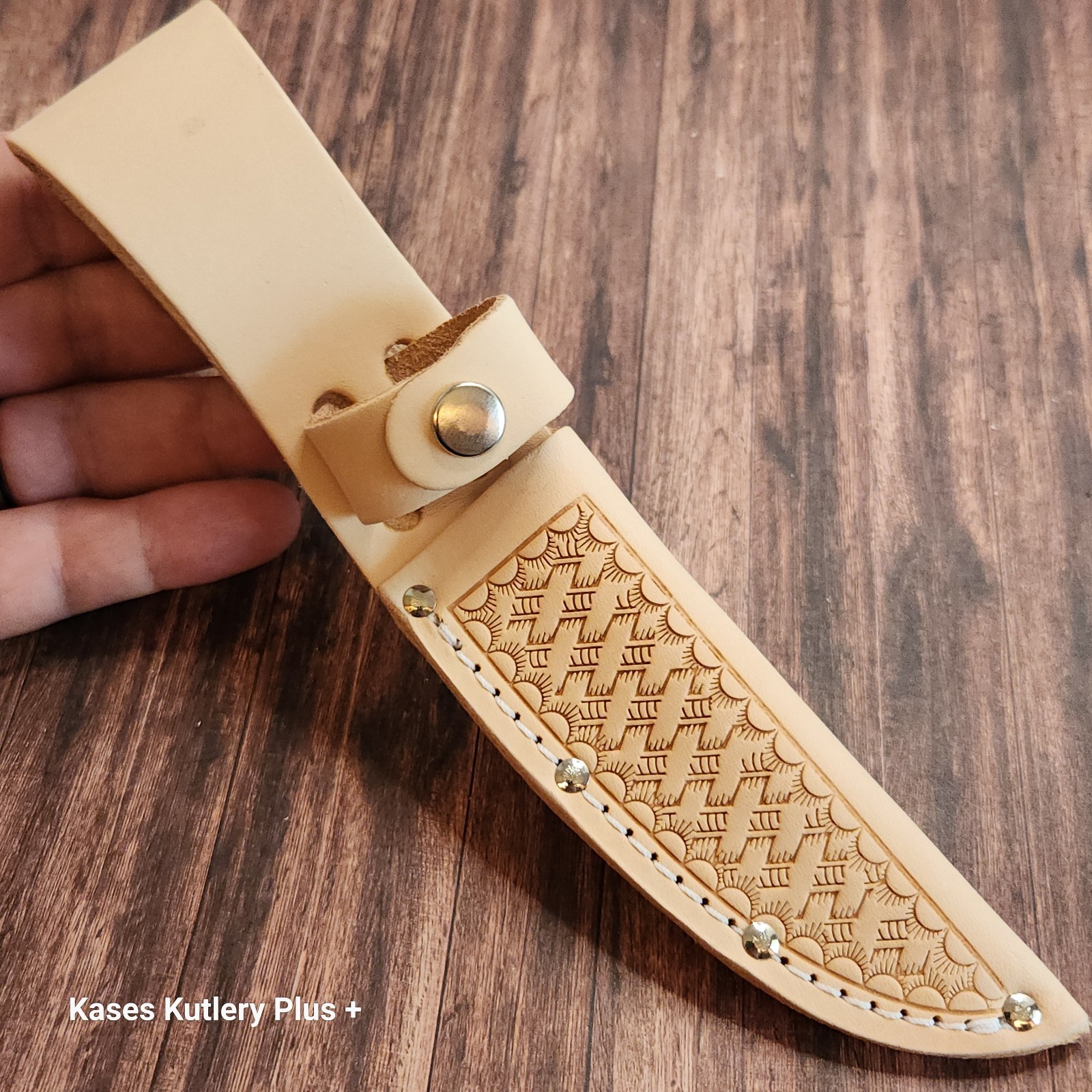 Natural Leather Basketweave Replacement Fixed Blade Knife Sheath Up to 4" Blade