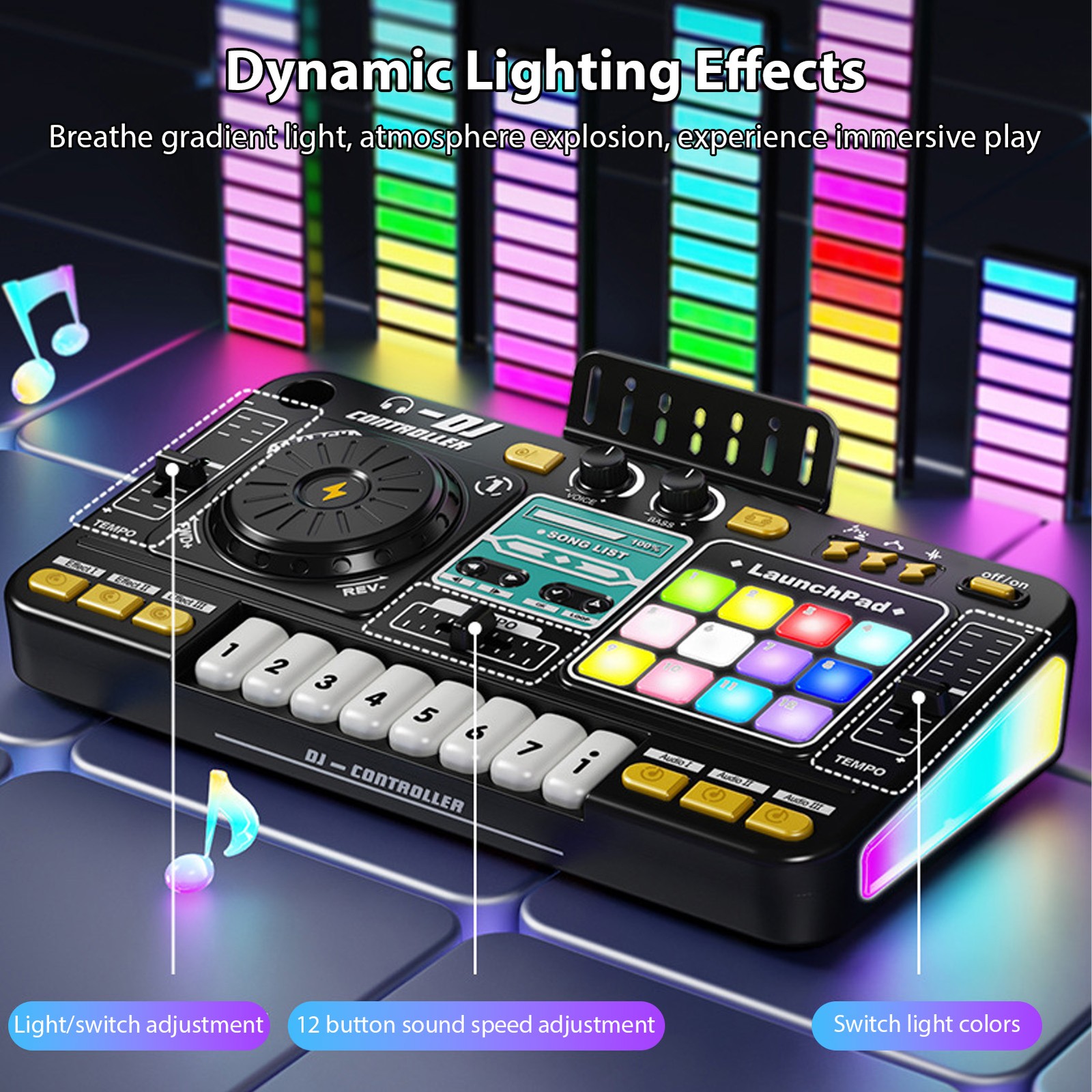 Musical DJ Set For Kids Turntable Multi Functional DJ Controller With Mic JQHY