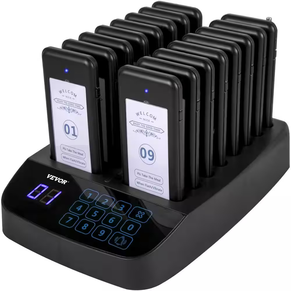 F101 Wireless Calling System 16 Pagers Touch Keyboard Restaurant Pager System wi