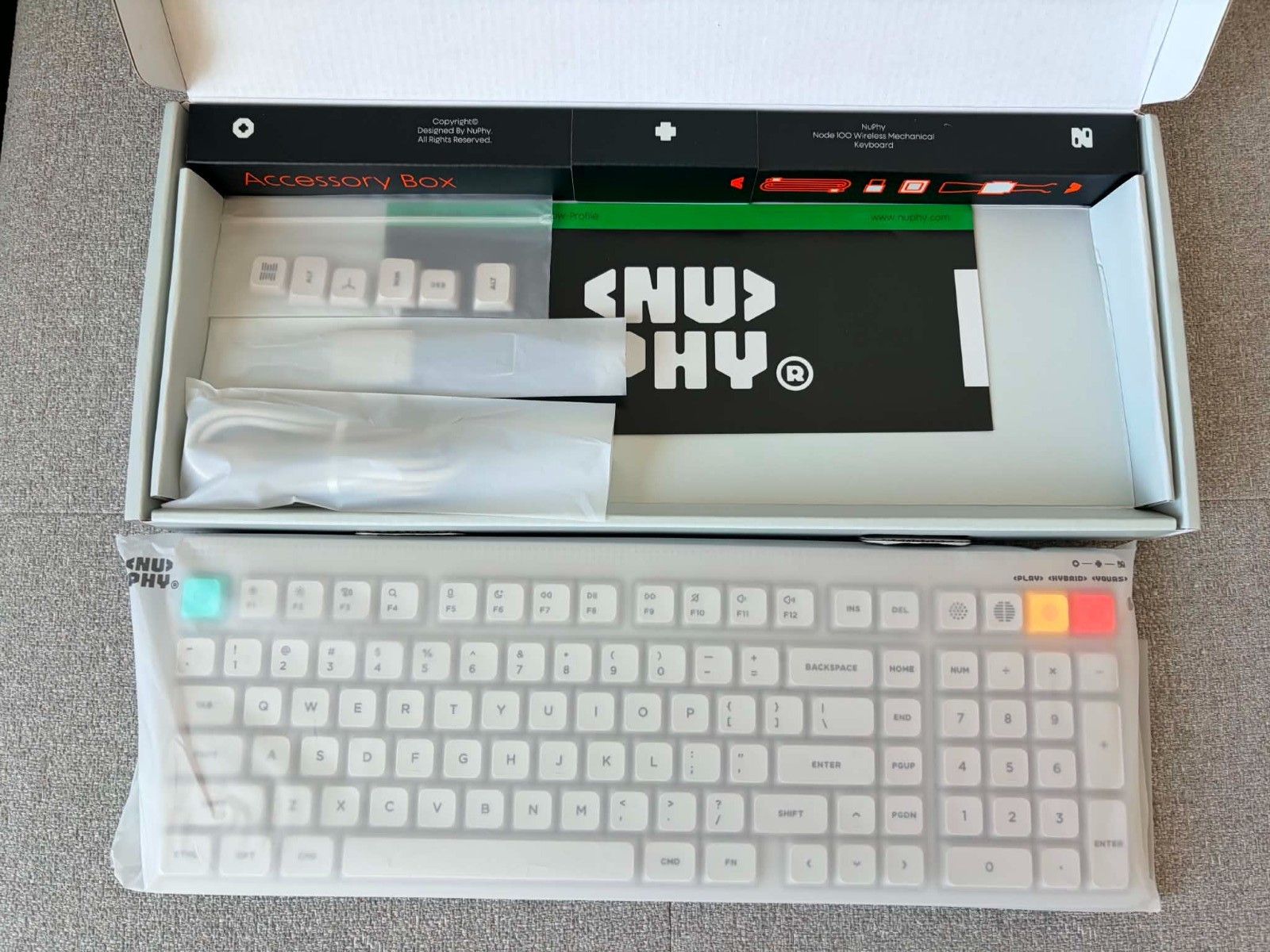 Nuphy Node100 Mechanical Keyboard Lunar White, Blush Nano Switches, Low Profile