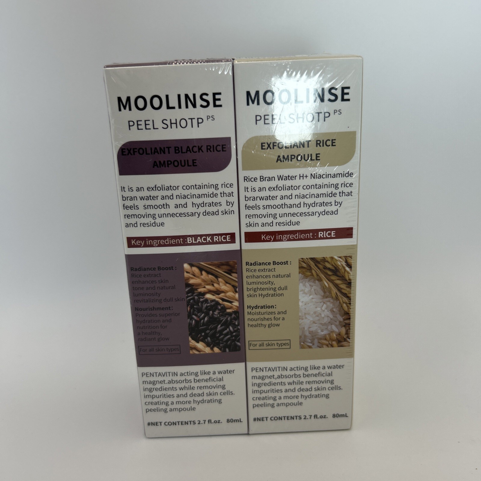 Moolinse Peel Shotp Exfoliant Black Rice And Exfoliant Rice 2.7 oz 80mlExp 8/28