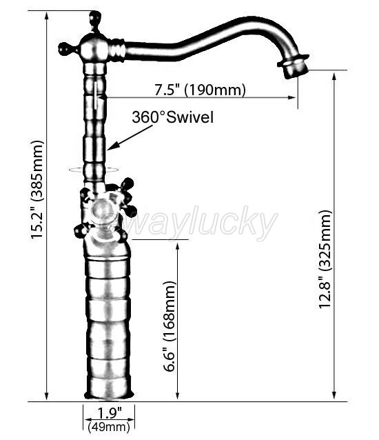 Gold Polished Brass Double Cross Handle Bathroom Sink Mixer Tap Faucet wsf094