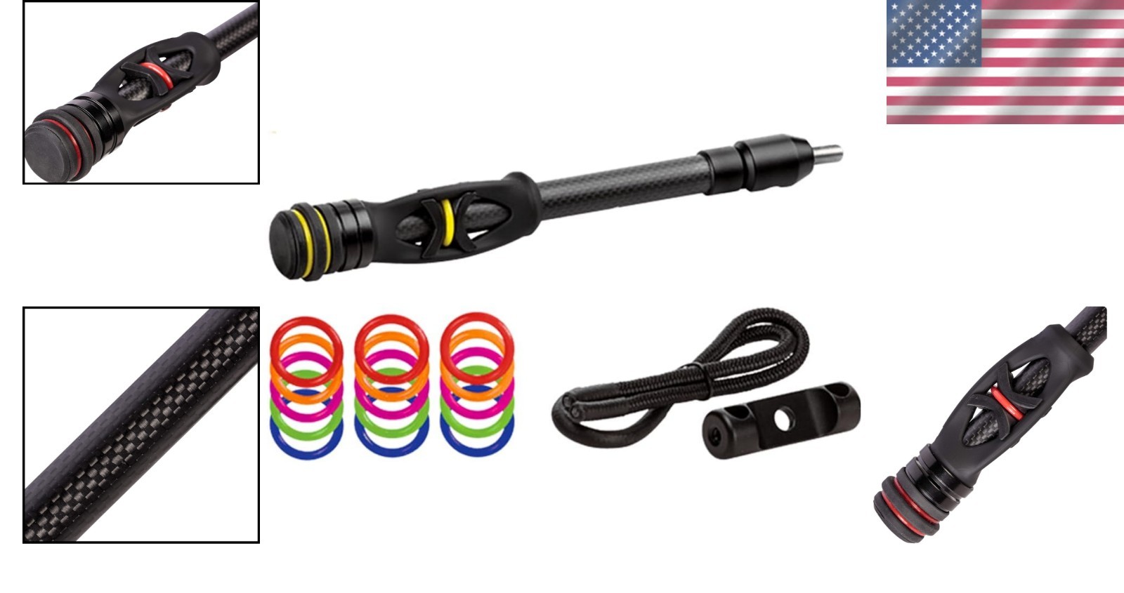 Lightweight 8" Archery Stabilizer - Carbon Design with Customization Options