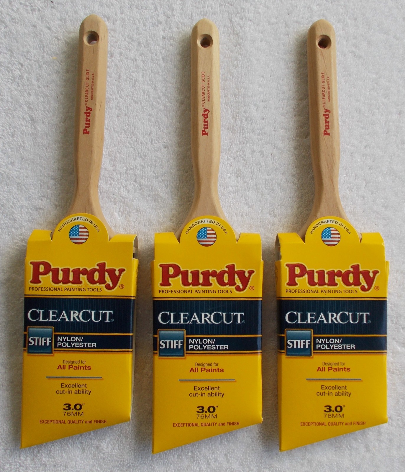 (3) NEW 3" Purdy Clearcut Glide Angle Paint Brush