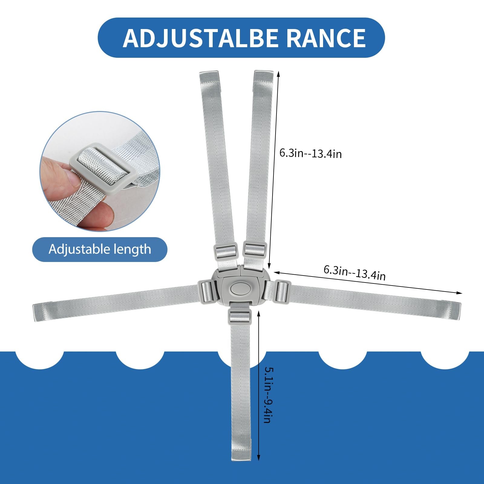 Adjustable High Chair Straps Replacement Compatible with Ingenuity for Grey