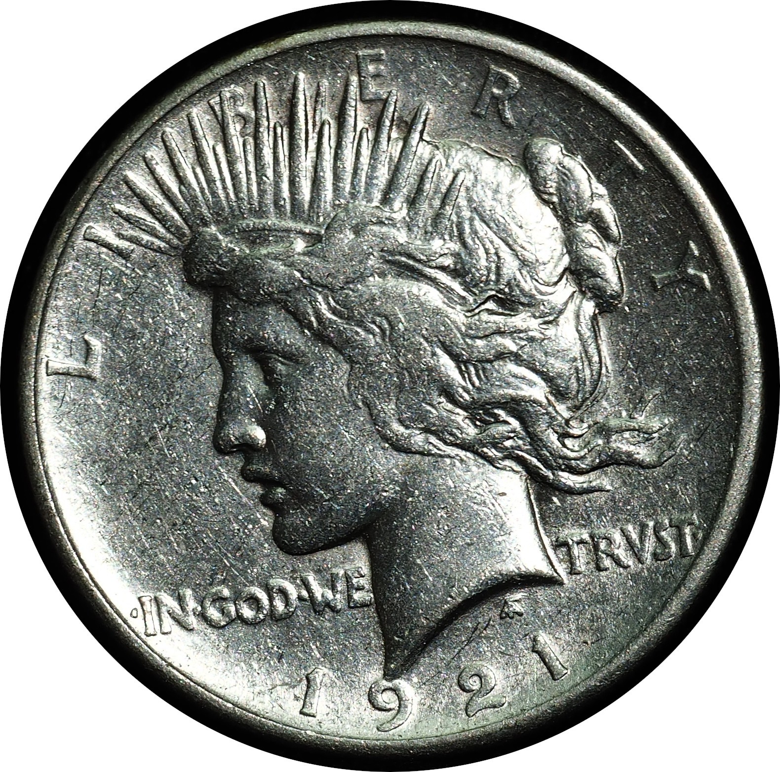 1921 Peace Dollar High Reflief Cleaned AU
