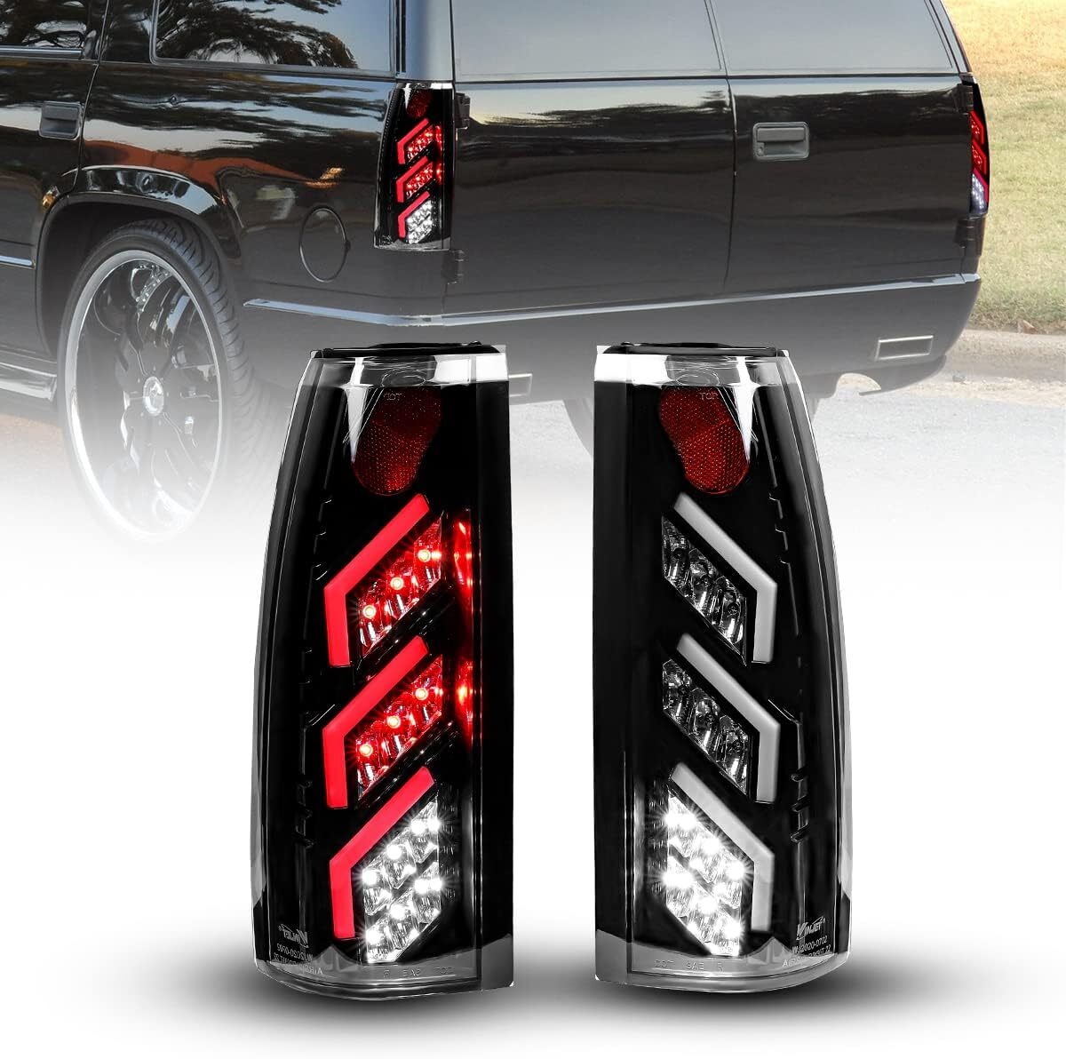 For 1988-1998 Chevy GMC C/K 1500 2500 3500 Rear Brake Lamps Pair LED Tail Lights