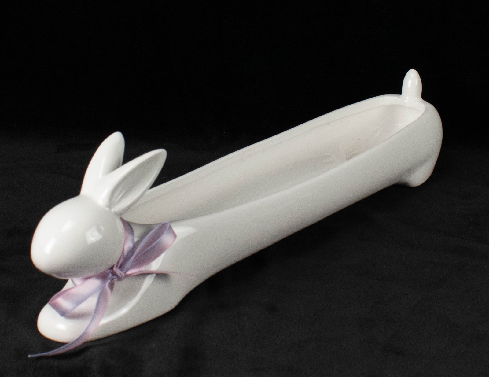 Ceramic Long Bunny Trinket Or Candy Dish 15" x 3.5"