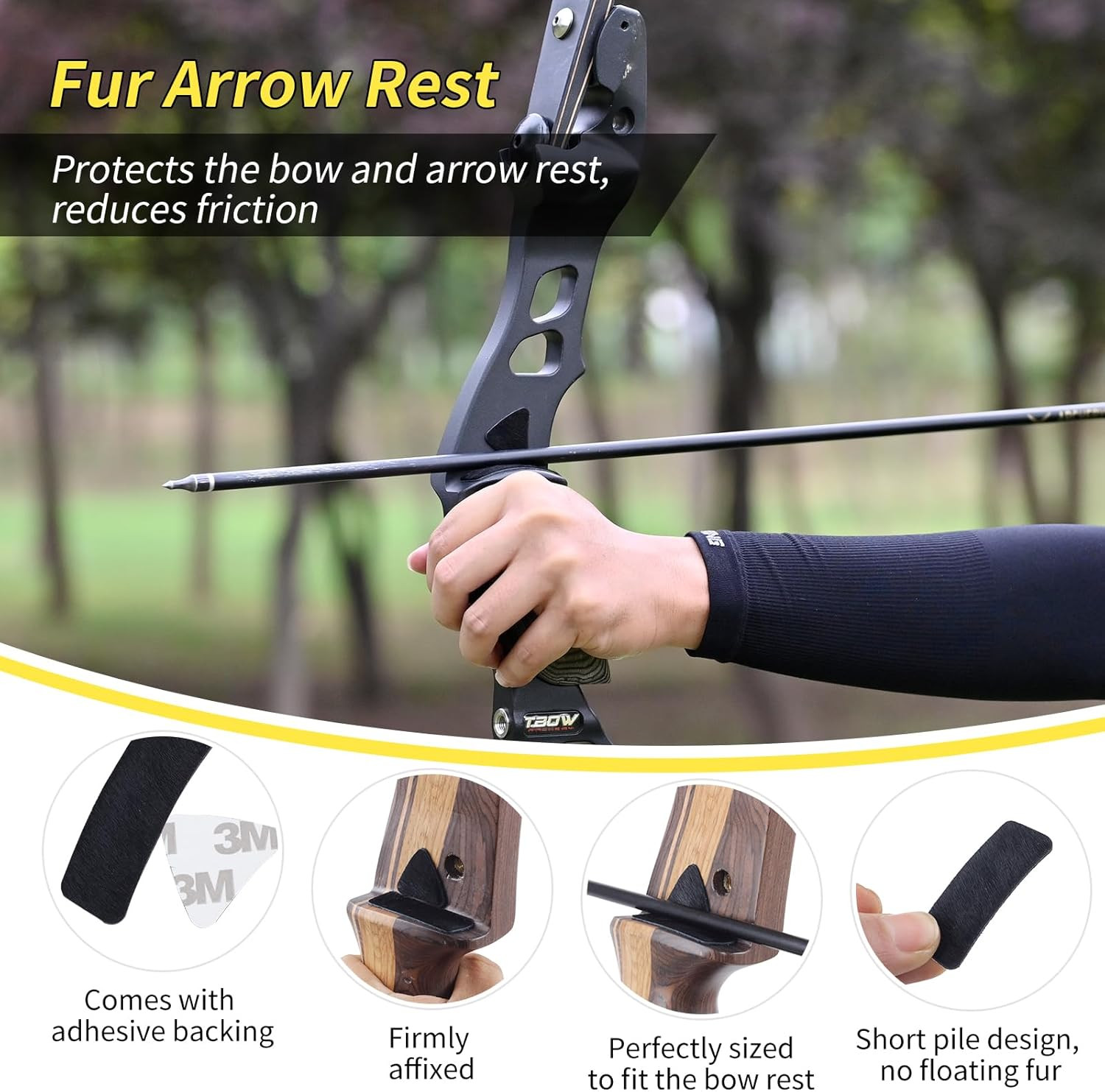 Recurve Bow String Silencers Kit with Limb Dampeners, Fur Arrow Rest & Splitter