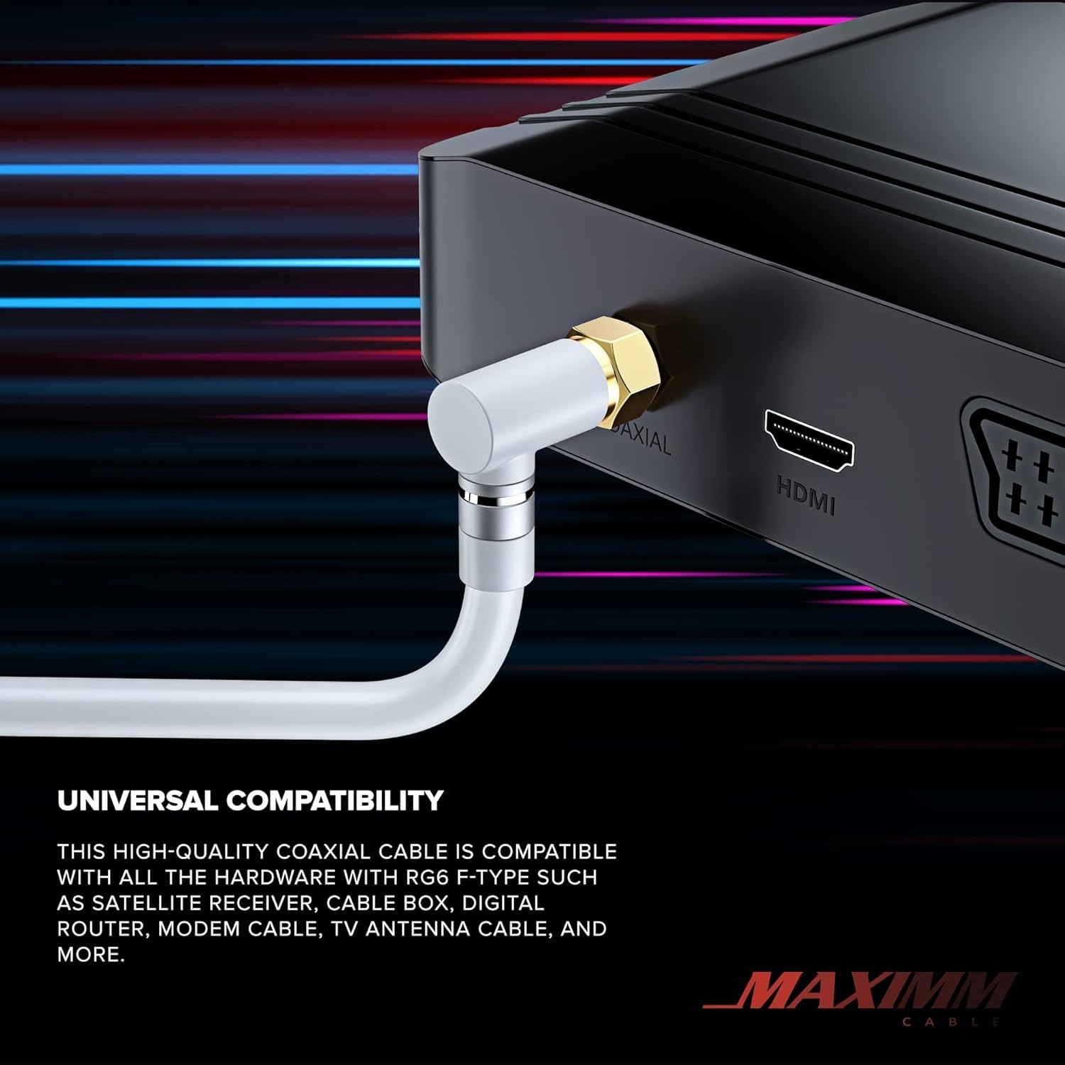 RG6 Coaxial Cable 25ft with 90-Degree Angled Connector - Ultimate Flexibility