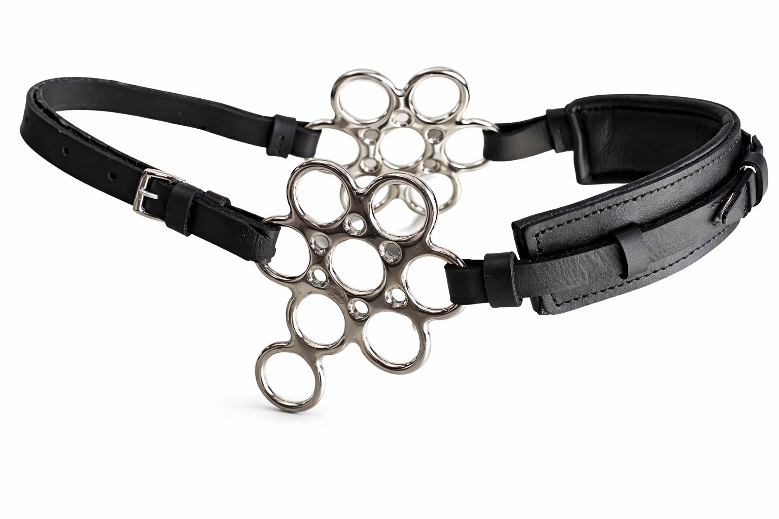 Horse Leather Flower Shank Padded Noseband Training Hackamore Curb Strap 35H67