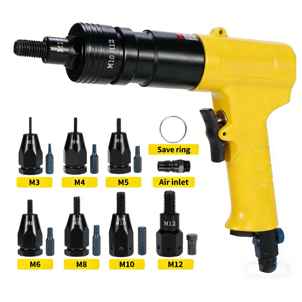 Pneumatic Rivet Nut Gun Rivnut Setting Gun Riveter Air Riveting Tool for M3-M12