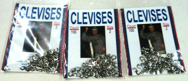 Clevises, Size 2, Folded Nickel, THREE Packs of 100, Harnesses/Spinnerbaits #C2