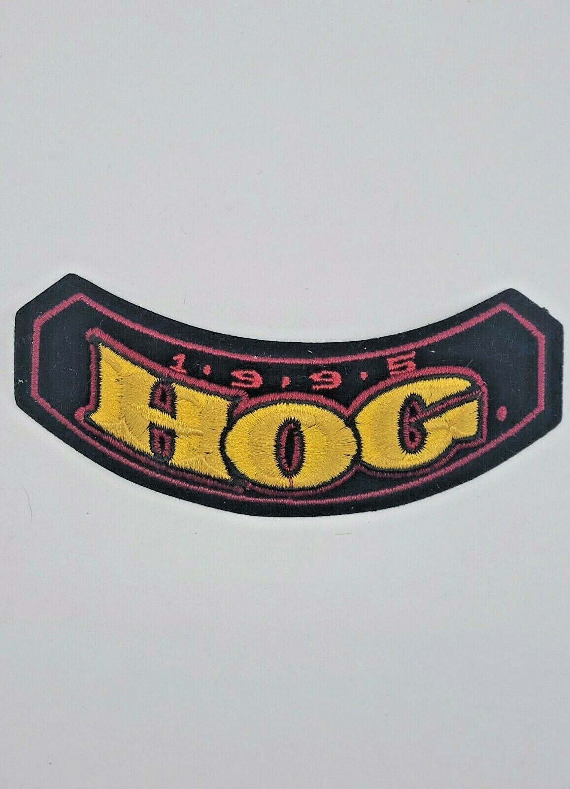 HOG 1995 Harley Owners Group BIG "HOG" BLK RD YLW 2" X 6" VTG Rock n Roll OBO