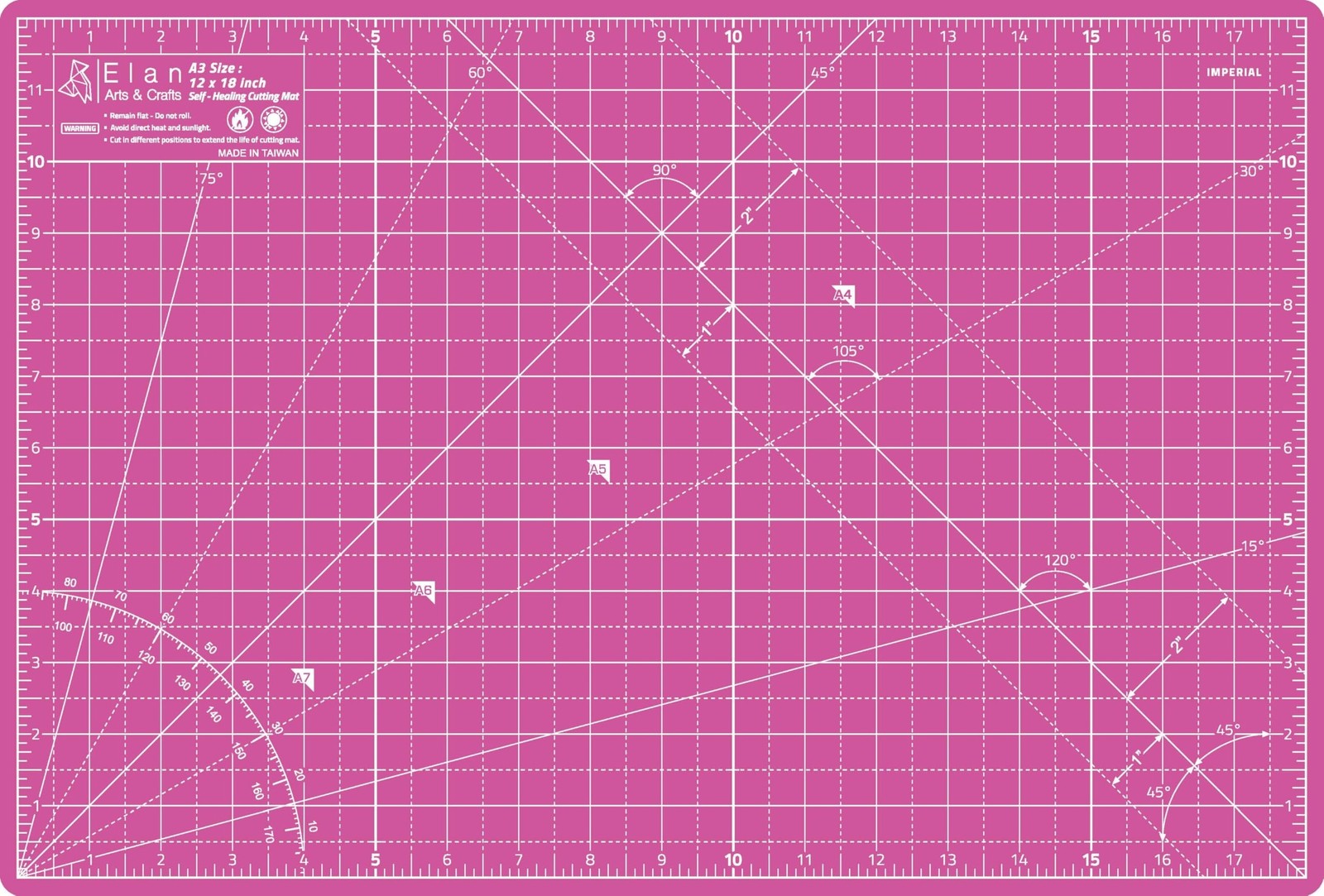 Elan Cutting Mat A3 Pink & Purple, Self Healing Cutting Mat 12x18 Inch, 5-Ply...
