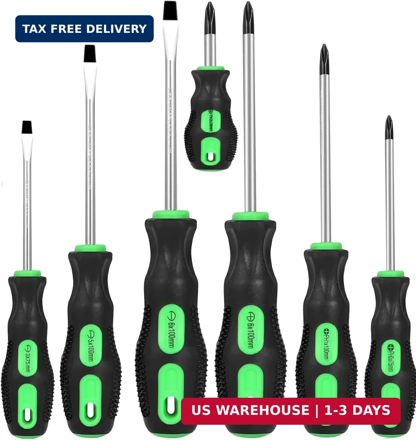 GURADESIGN 7-Piece Magnetic Screwdrivers Set, 4 Phillips and 3 Flat, Professiona