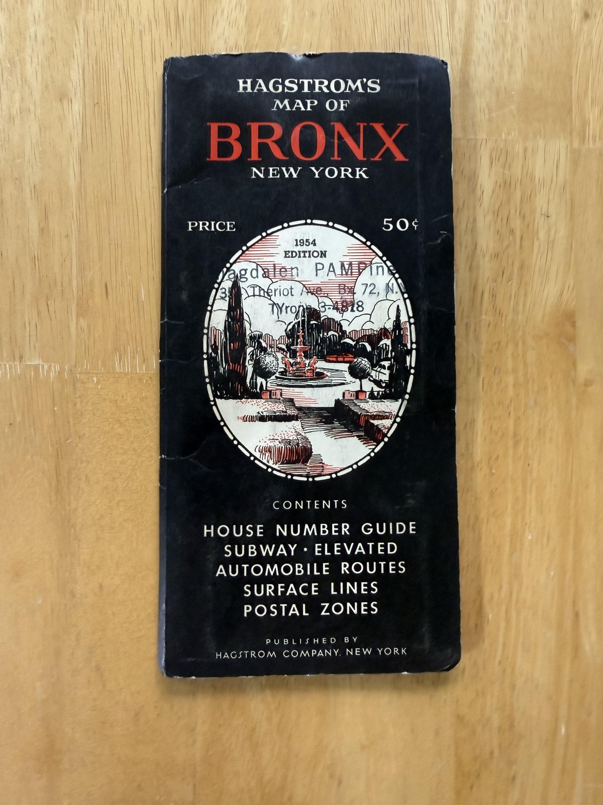 Vintage 1954 Hagstrom Bronx New York Street Map Travel Folded Brochure USA
