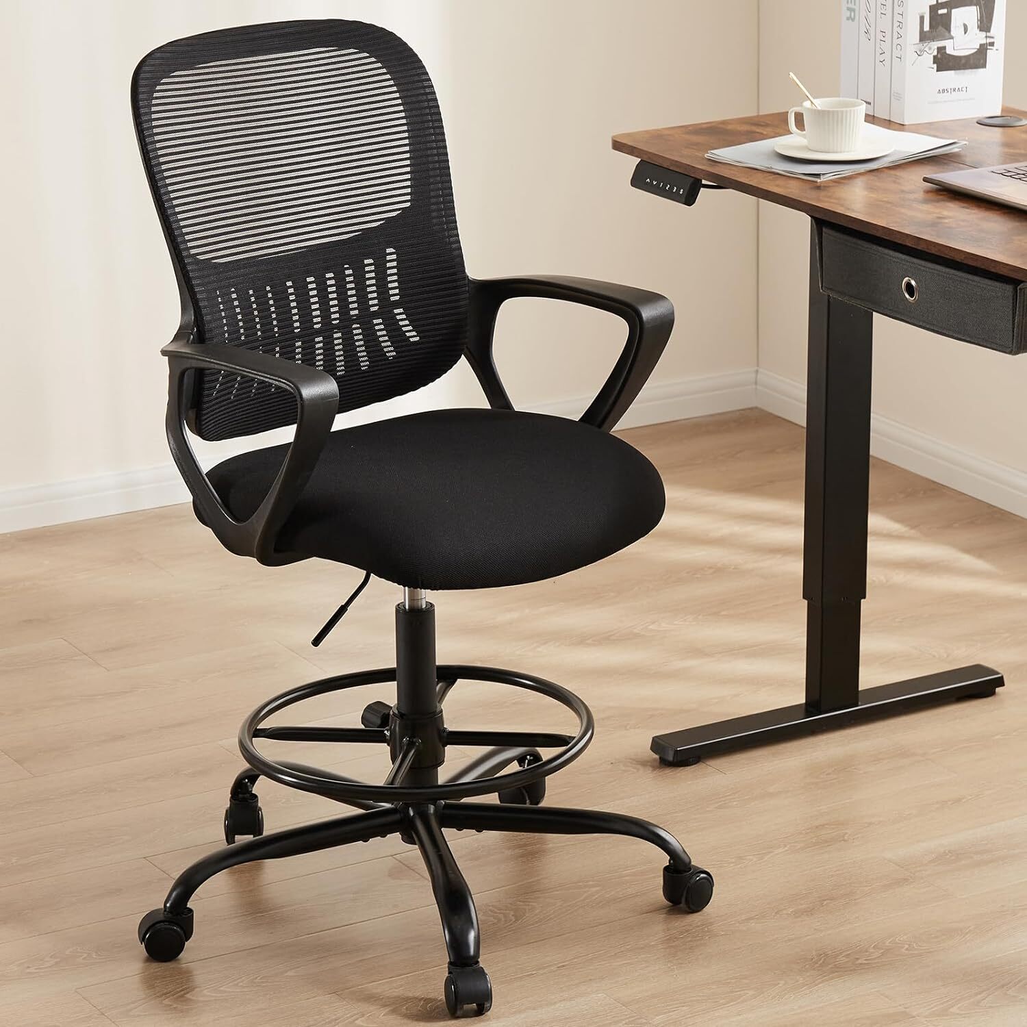 Ergonomic Office Swivel Drafting Chair Adjustable Height Mesh Rolling Desk Chair