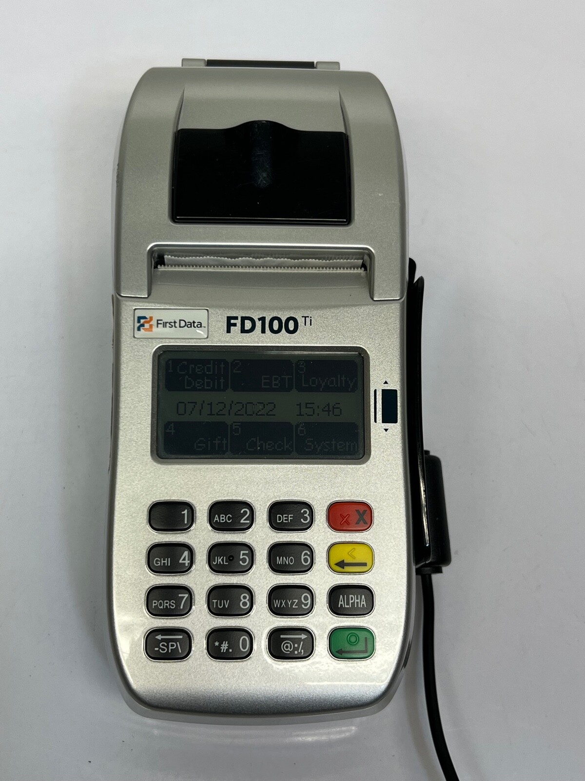 First Data FD100ti Silver Credit Card Terminal - Power cord