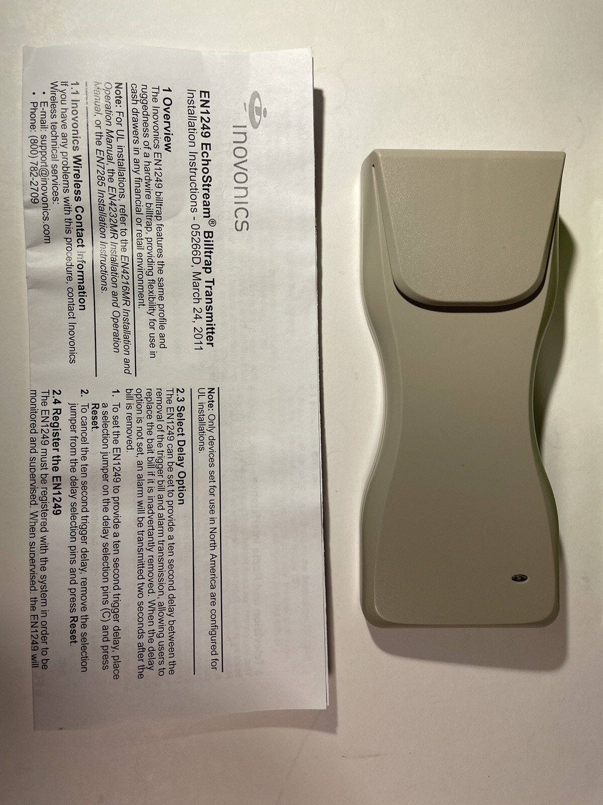 Inovonics EN1249 Billtrap Transmitter NOS NOB