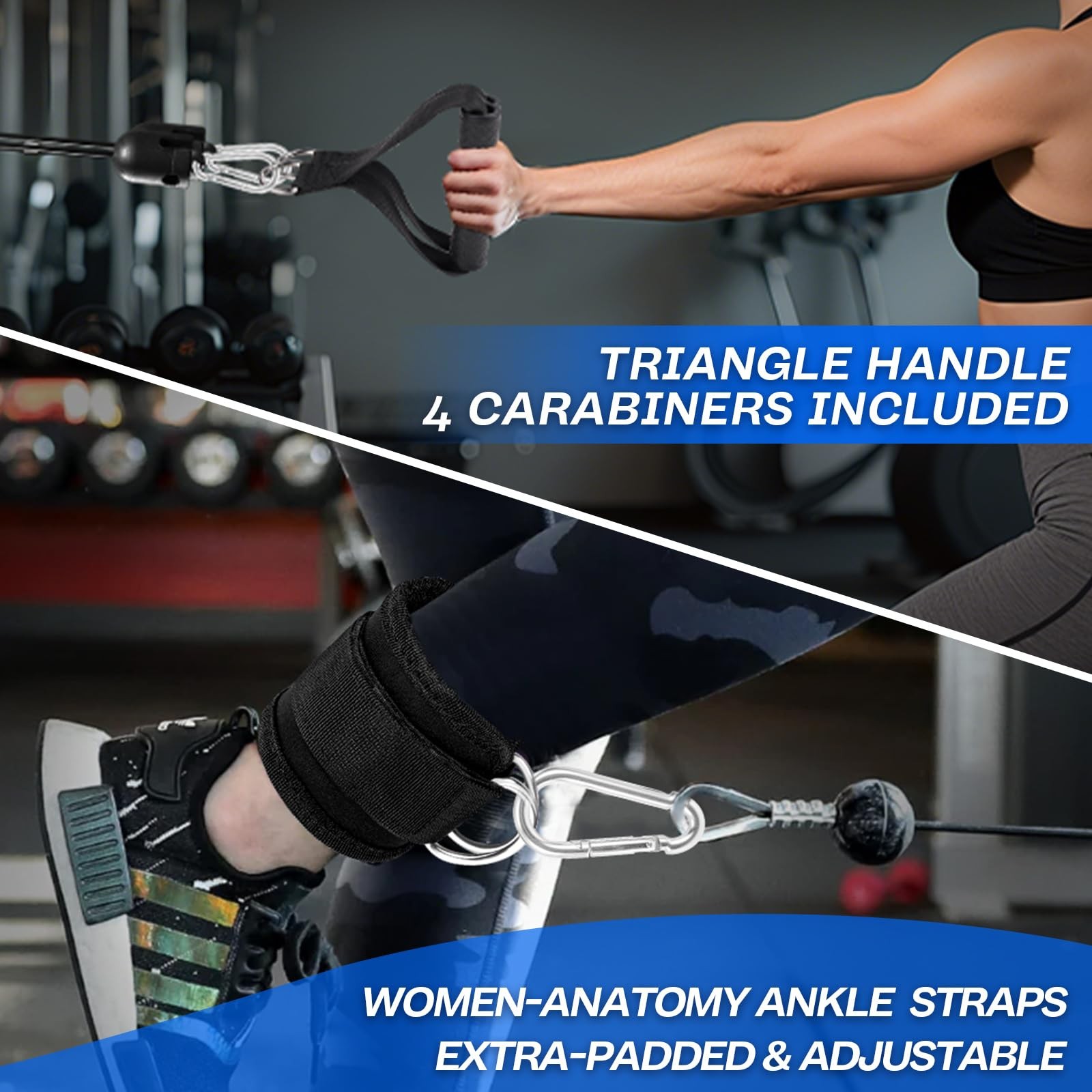 10-in-1 Cable Machine Attachments Set for Gym - Includes Tricep Rope, V-Bar, Str