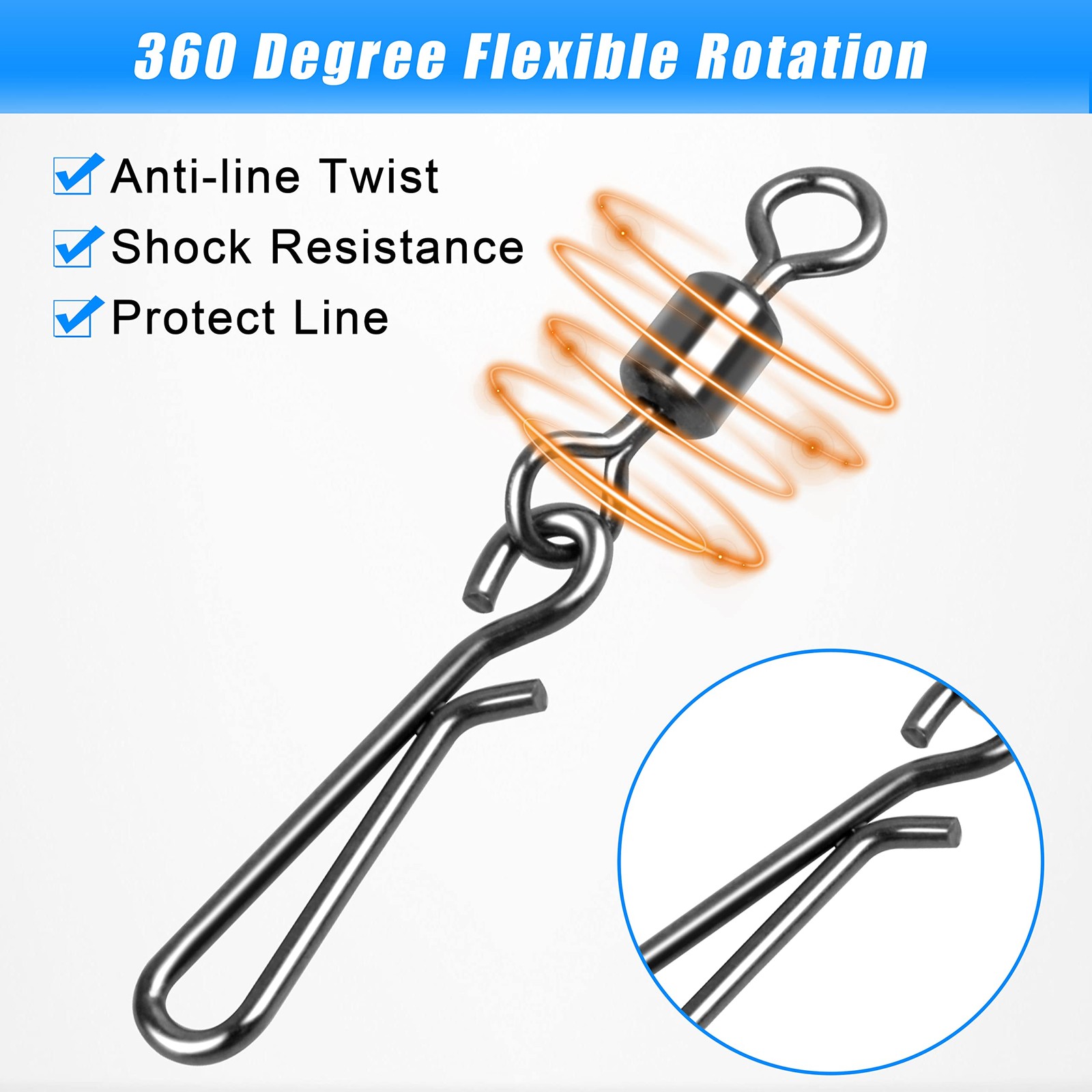 Fishing Barrel Snap Swivels Rolling High Strength Clip Saltwater Connector