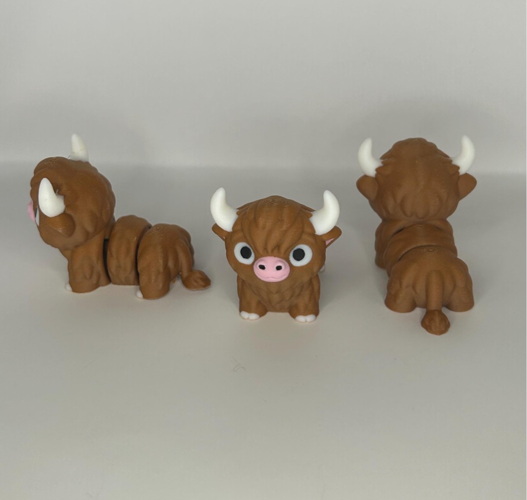 3D Printed Jiggle Pet Highland Cow