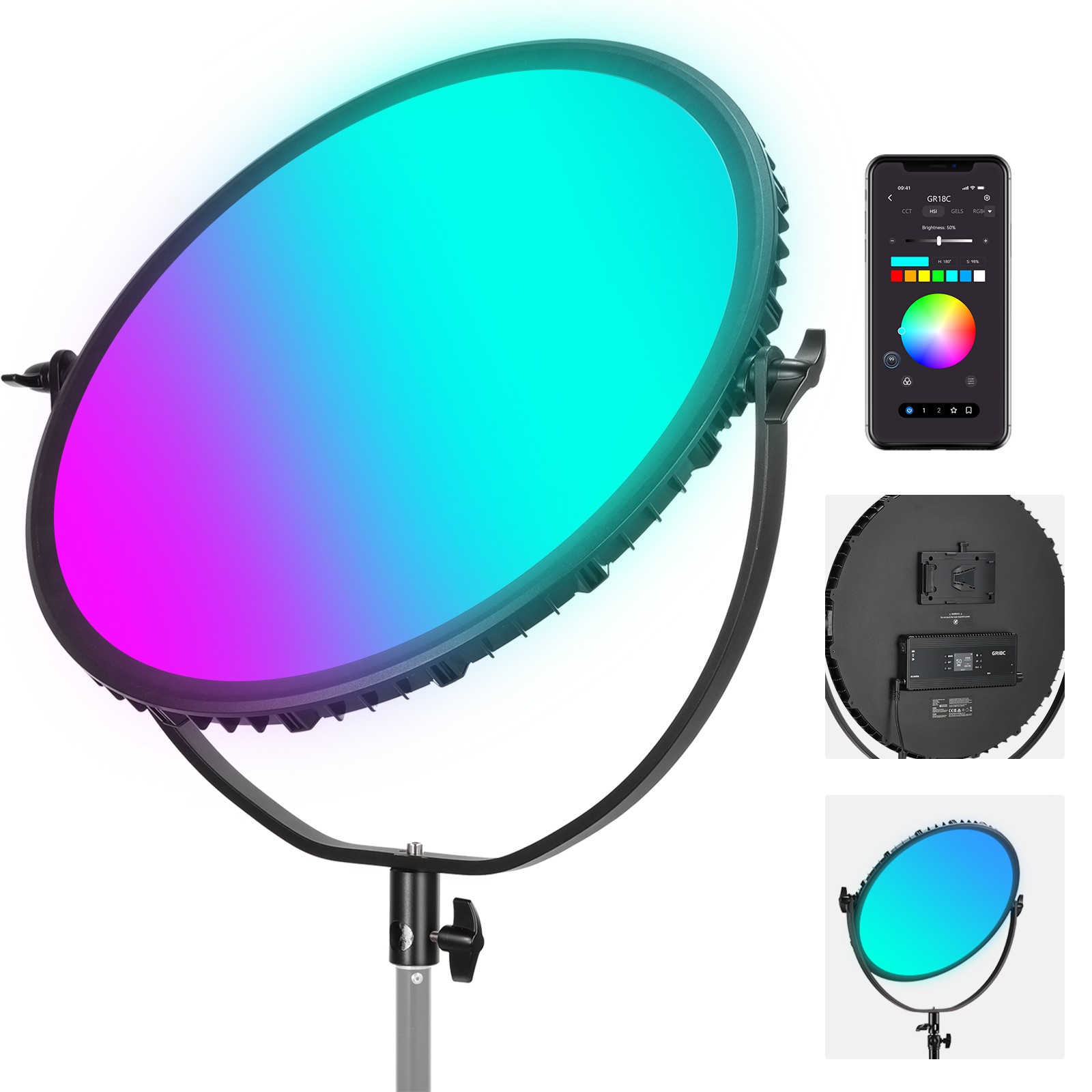 NEEWER 18" LED Round Panel Video Light w/APP Control 2500K-8500K for Filming