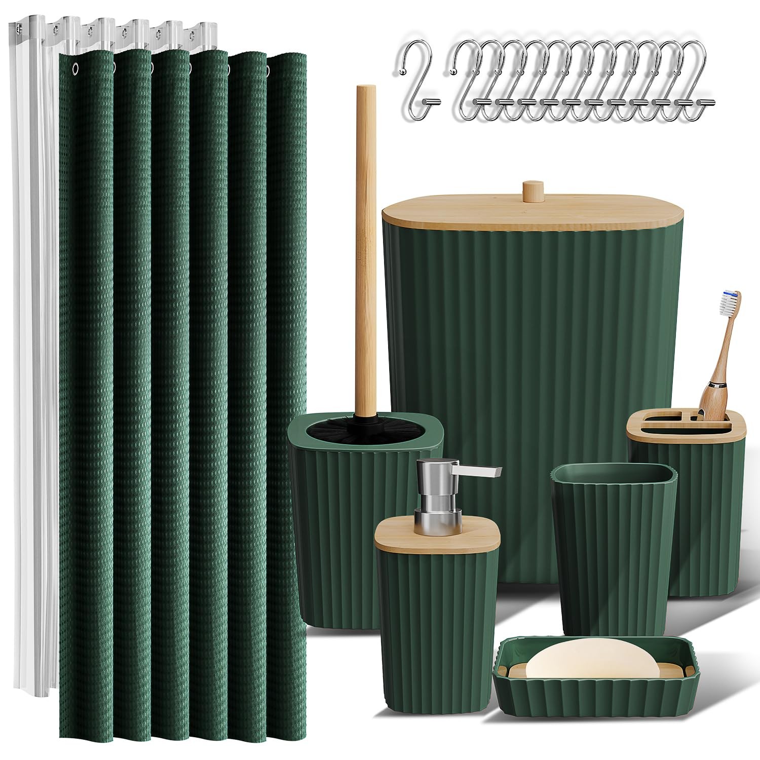 Bathroom Accessories Set - Bathroom Set, Bathroom Accessory Set, Shower Curta...