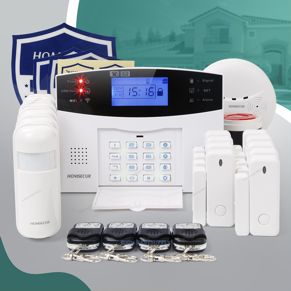 HOMSECUR Wireless &wired WIFI 4G GSM Burglar Intruder Alarm System SOS Intercom